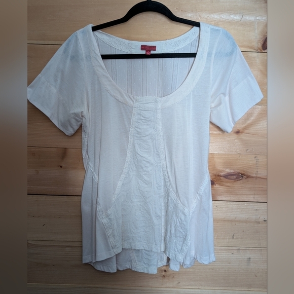 One September Tops - Anthropologie One September Off White Short Sleeve, Flowy, Super Cute Embroidery